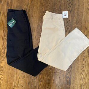 Lot of (2) L.L. Bean Favorite Fit size 4 Reg black & khaki cotton NWT